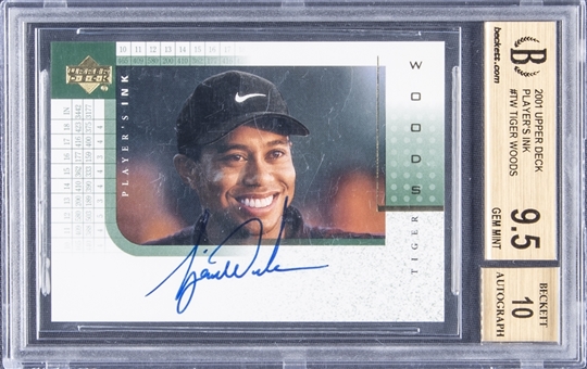 2001 Upper Deck Players Ink #TW Tiger Woods Signed Rookie Card - BGS GEM MINT 9.5/BGS 10 
